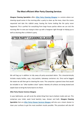 After Party Cleaning Services Glasgow