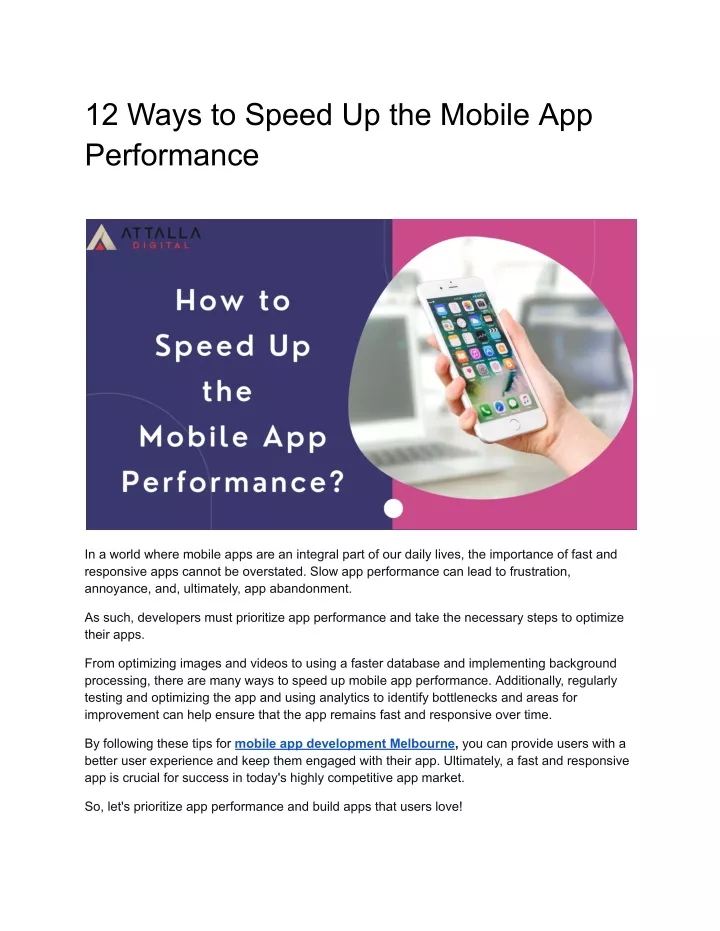 12 ways to speed up the mobile app performance