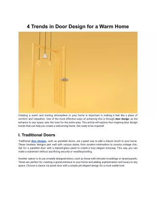 4 Trends in Door Design for a Warm Home - Article - Rennovate