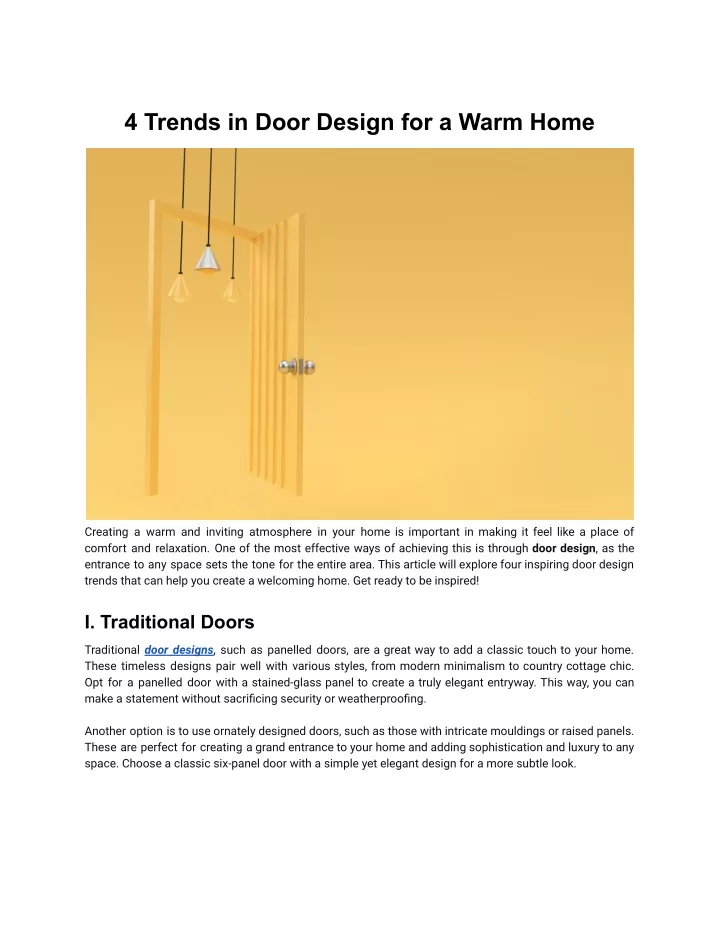 4 trends in door design for a warm home