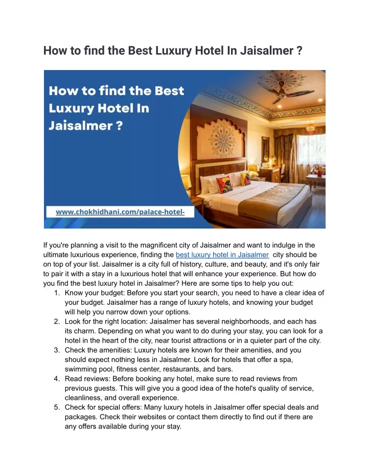 how to find the best luxury hotel in jaisalmer