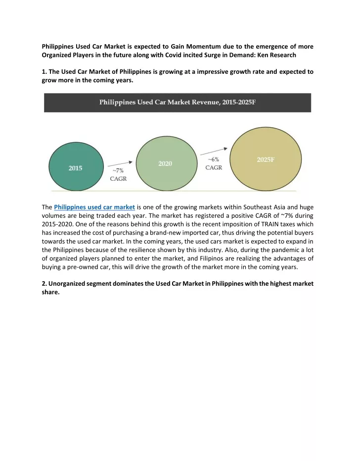 philippines used car market is expected to gain