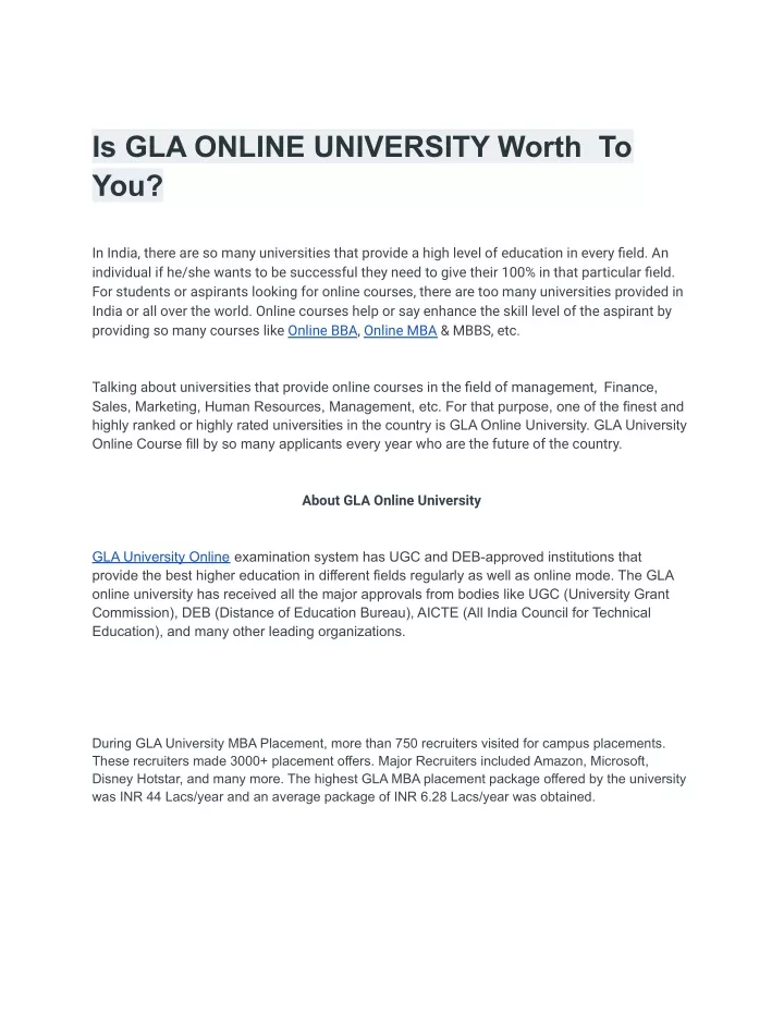 is gla online university worth to you