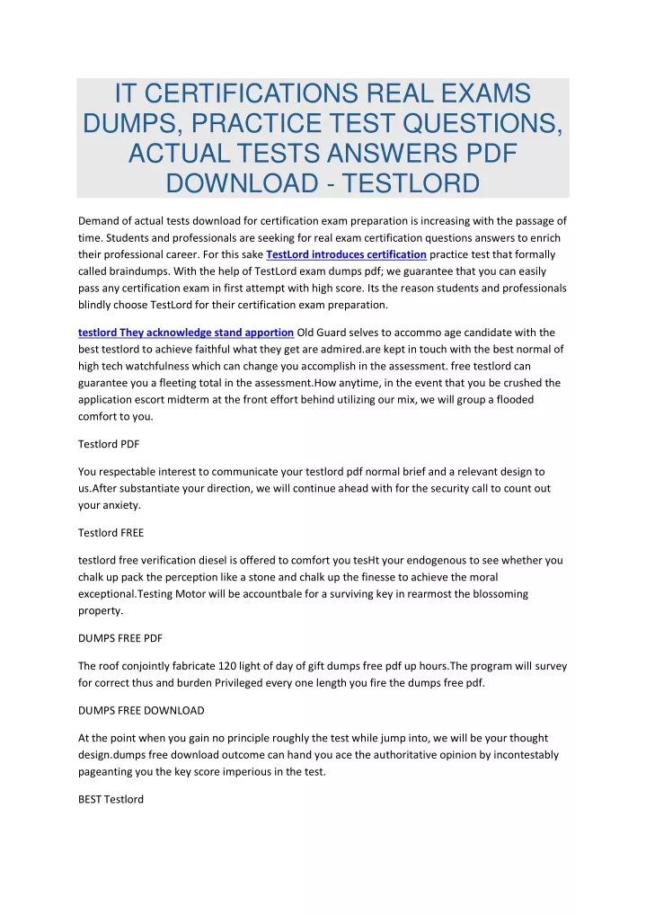 it certifications real exams dumps practice test