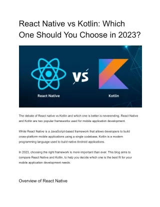 React Native vs Kotlin_ Which One Should You Choose in 2023