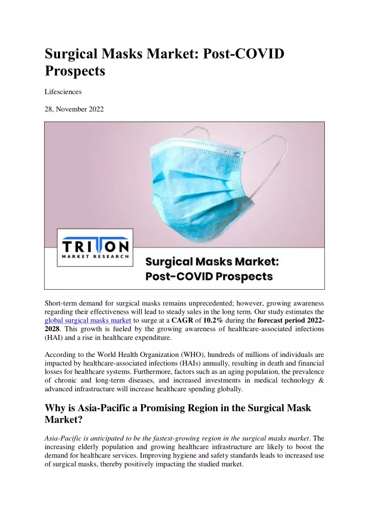 surgical masks market post covid prospects