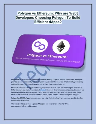 polygon vs ethereum why are web3 developers