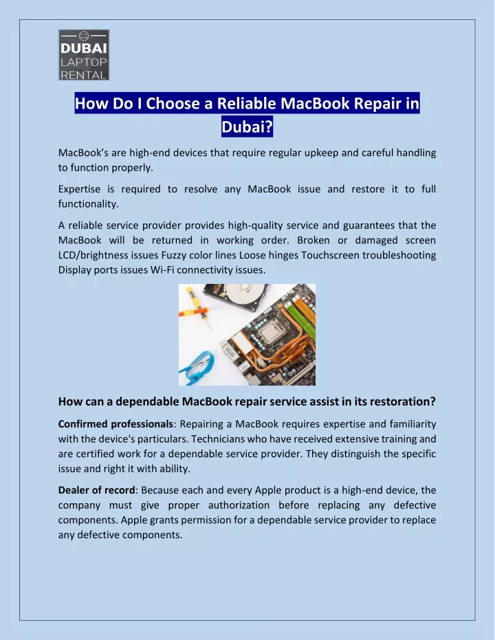 how do i choose a reliable macbook repair in dubai