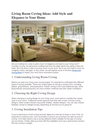 Living Room Coving Ideas: Add Style and Elegance to Your Home