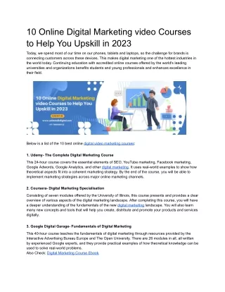10 Online Digital Marketing video Courses to Help You Upskill in 2023