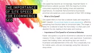 site speed has become an increasingly important