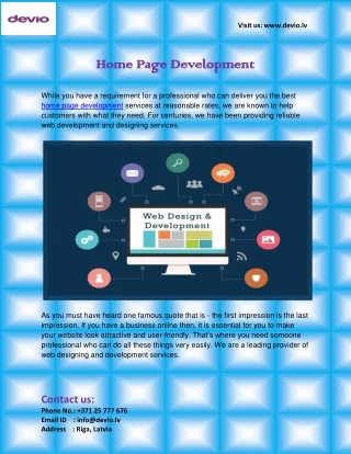 Home Page Development Service in Latvia | Devio LV