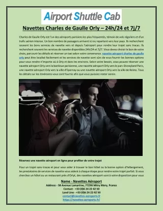 navettes charles de gaulle orly 24h 24 et 7j 7