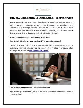 The Requirements of Annulment in Singapore