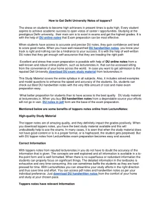 How LectureNotes Provide the Best Study Material for the Delhi University?