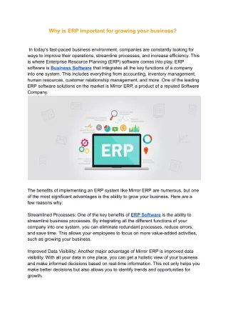 Why is ERP important for growing your business