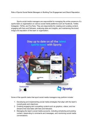Role of Sports Social Media Managers in Building Fan Engagement