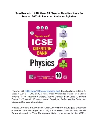 together with icse class 10 physics question bank