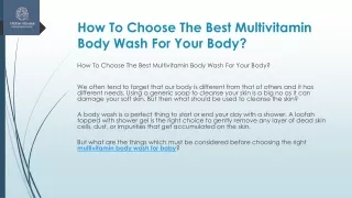 How To Choose The Best Multivitamin Body Wash For Your Body?