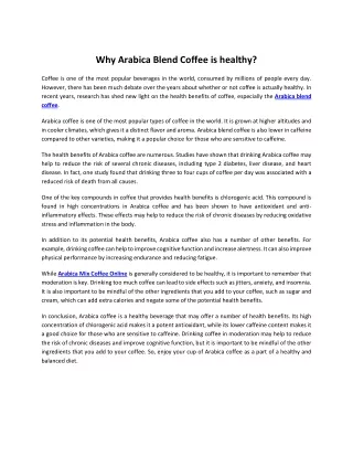 Why Arabica Blend Coffee is healthy ?