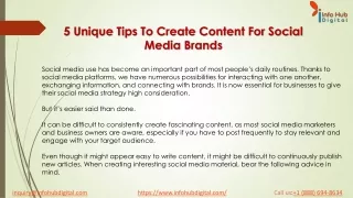5 Unique Tips To Create Content For Social Media Brands