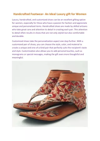 Handcrafted Footwear- An Ideal Luxury gift for Women