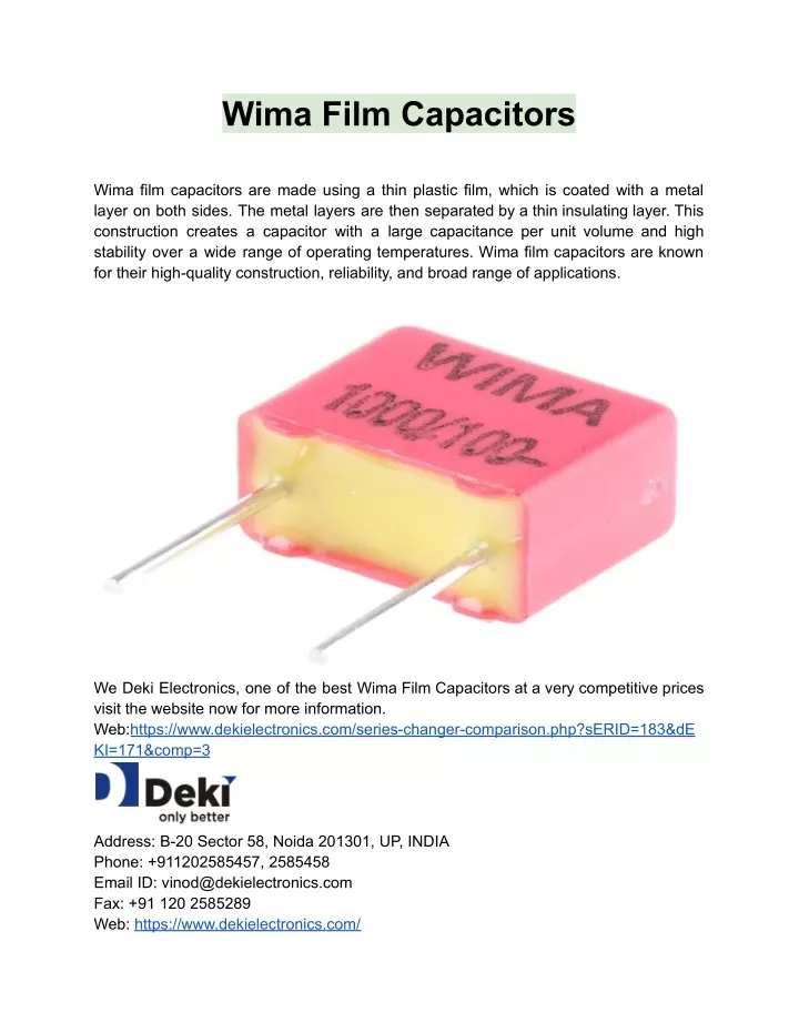 wima film capacitors