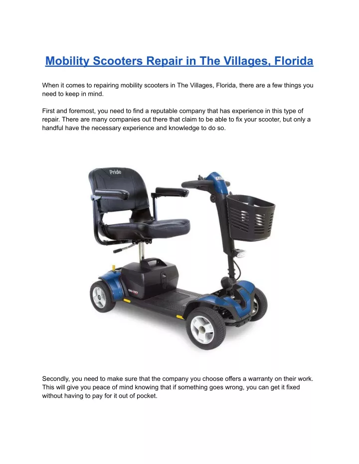 mobility scooters repair in the villages florida