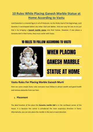 10 rules while placing ganesh marble statue