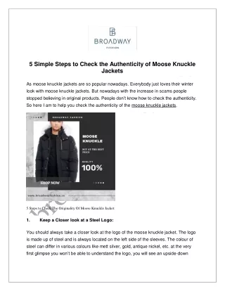Simple Steps to Check the Authenticity of Moose Knuckle Jackets