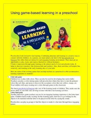 Using game-based learning in a preschool