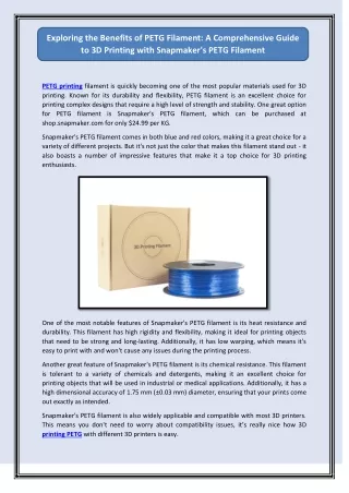exploring the benefits of petg filament