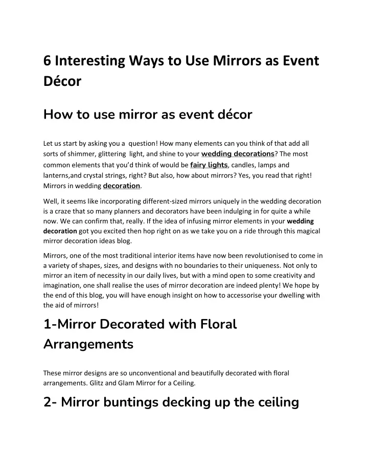 6 interesting ways to use mirrors as event