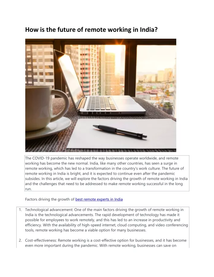 how is the future of remote working in india
