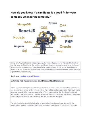 How do you know if a candidate is a good fit for your company when hiring remotely