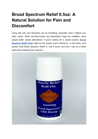 broad spectrum relief 0 5oz a natural solution