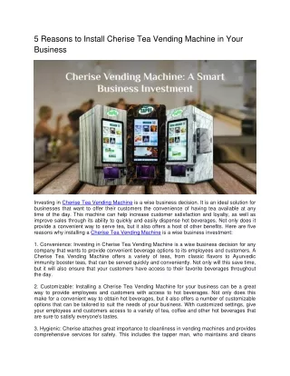 5 Reasons to Install Cherise Tea Vending Machine in Your Business