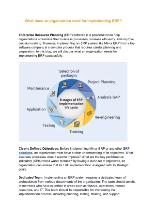 What does an organization need for implementing ERP_