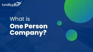 What is One Person Company?