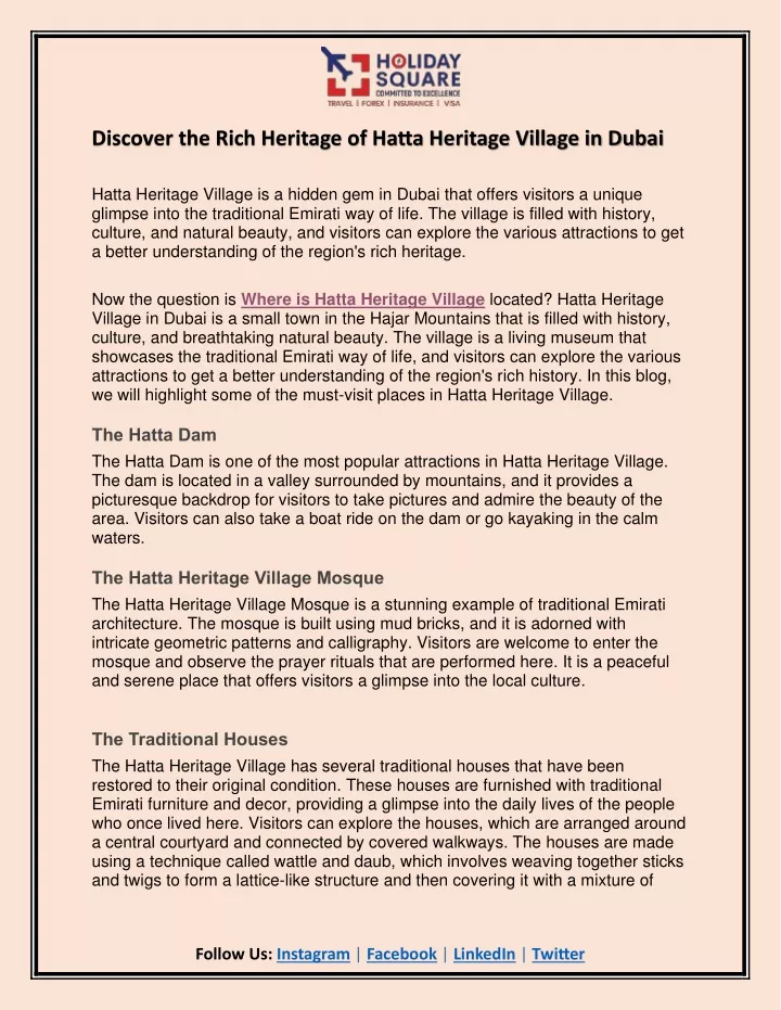 discover the rich heritage of hatta heritage