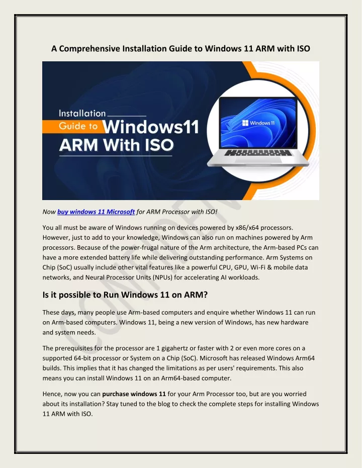 PPT - A Comprehensive Installation Guide to Windows 11 ARM With ISO PowerPoint Presentation - ID 