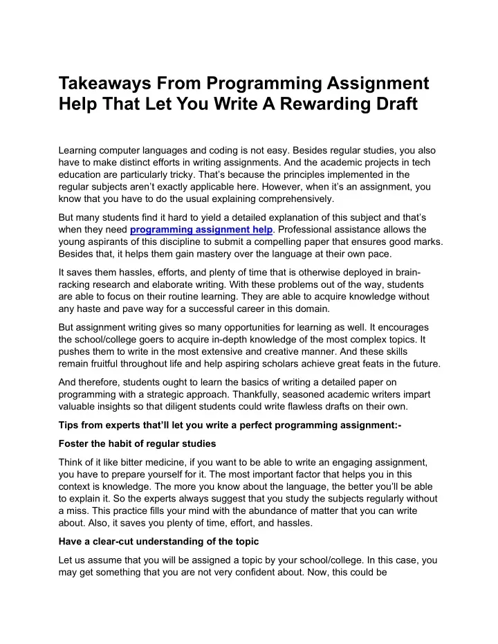 takeaways from programming assignment help that