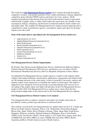 the world class clot management devices market