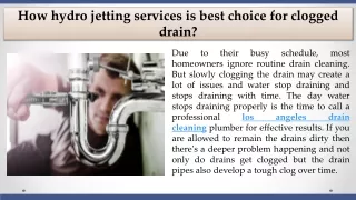 How hydro jetting services is best choice for clogged drain