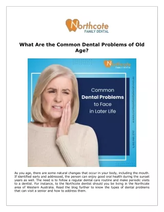 What Are the Common Dental Problems of Old Age?