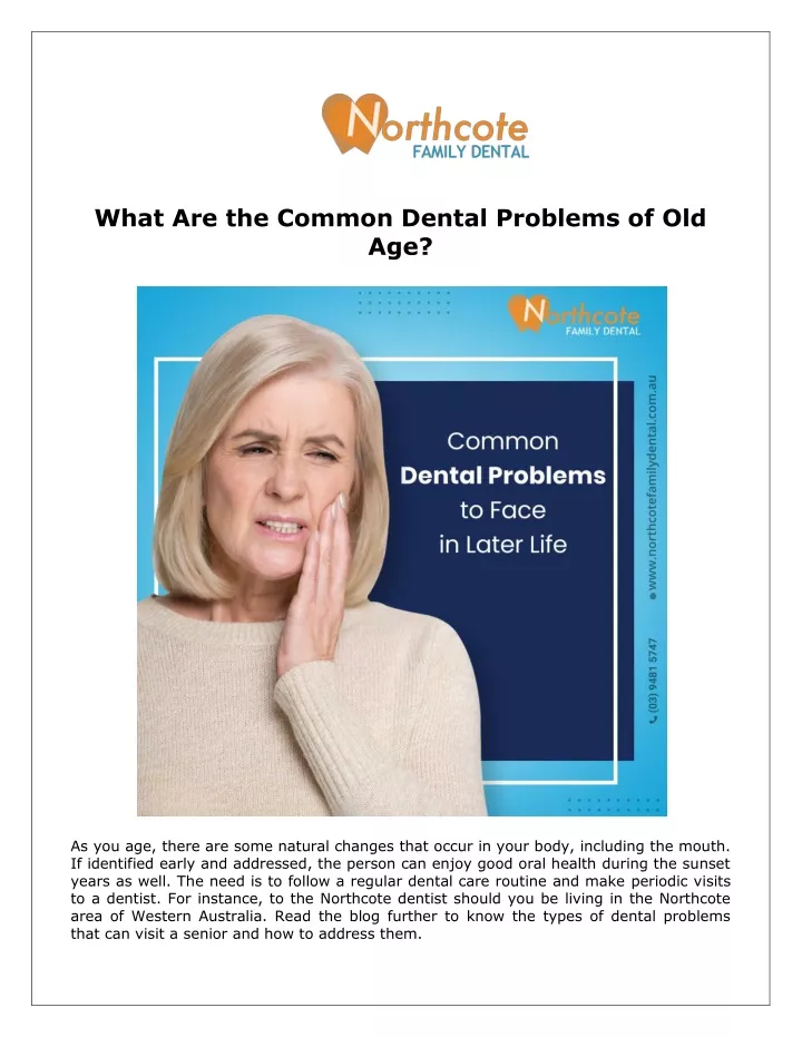 what are the common dental problems of old age