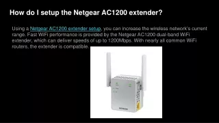 how do i setup the netgear ac1200 extender