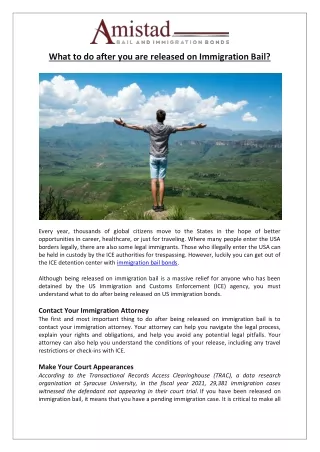 what to do after you are released on immigration