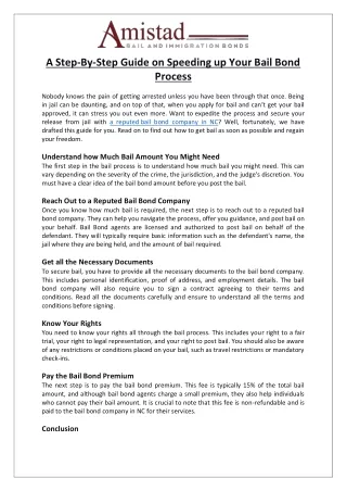 a step by step guide on speeding up your bail