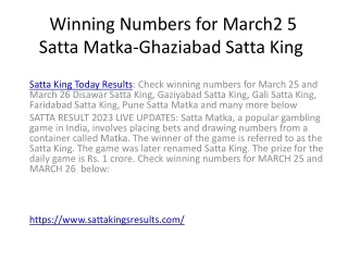 winning numbers for march2 5 satta matka ghaziabad satta king